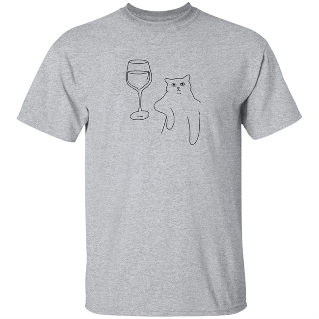 Wine Cat T Shirt Poorly Drawn Cats
