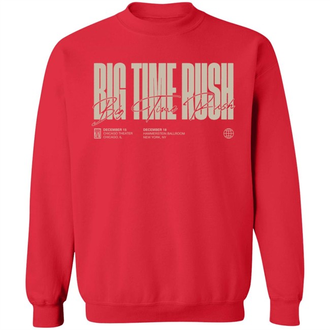 Btr Merch BigTime Rush Store Big Time Rush Live Red Crewneck Sweatshirt