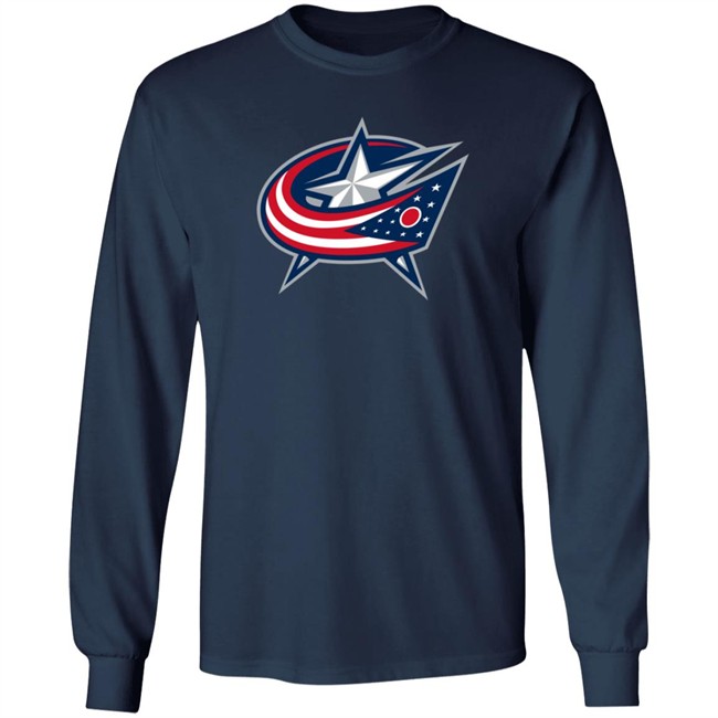 Men's Columbus Blue Jackets Fanatics Branded Navy Primary Team Logo Long Sleeve T Shirt